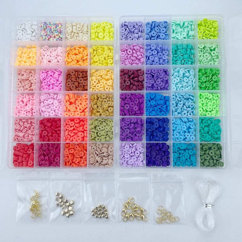 4800PCS Clay Beads for Bracelet Making Kit Clay Flat Polymer Beads Jewellery