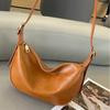 Leather Women's Bag New Fashion Underarm Dumpling Bag Retro Commuter Cowhide Shoulder Messenger Bag Women's Saddle Bag