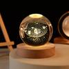 Galaxy Crystal Ball LED Night Lamp, Creative Engraved Night Light Wooden Base, Warm White Decorative Table Lamp for Home, Office, Bedroom