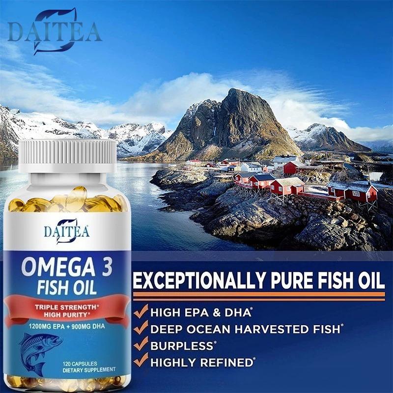 Triple Strength Omega 3 Fish Oil Supplement with 1200mg EPA and 900mg DHA for Daily Brain and Wellness Support