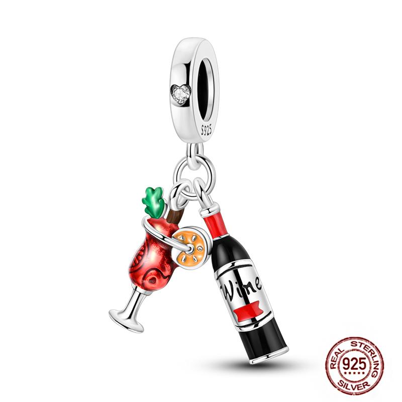 Brand New Food Fruit Dessert Charm Bead Components Compatible With Pendant Bead Component Authentic Original Bracelets Copper Metal Cake Strawberry