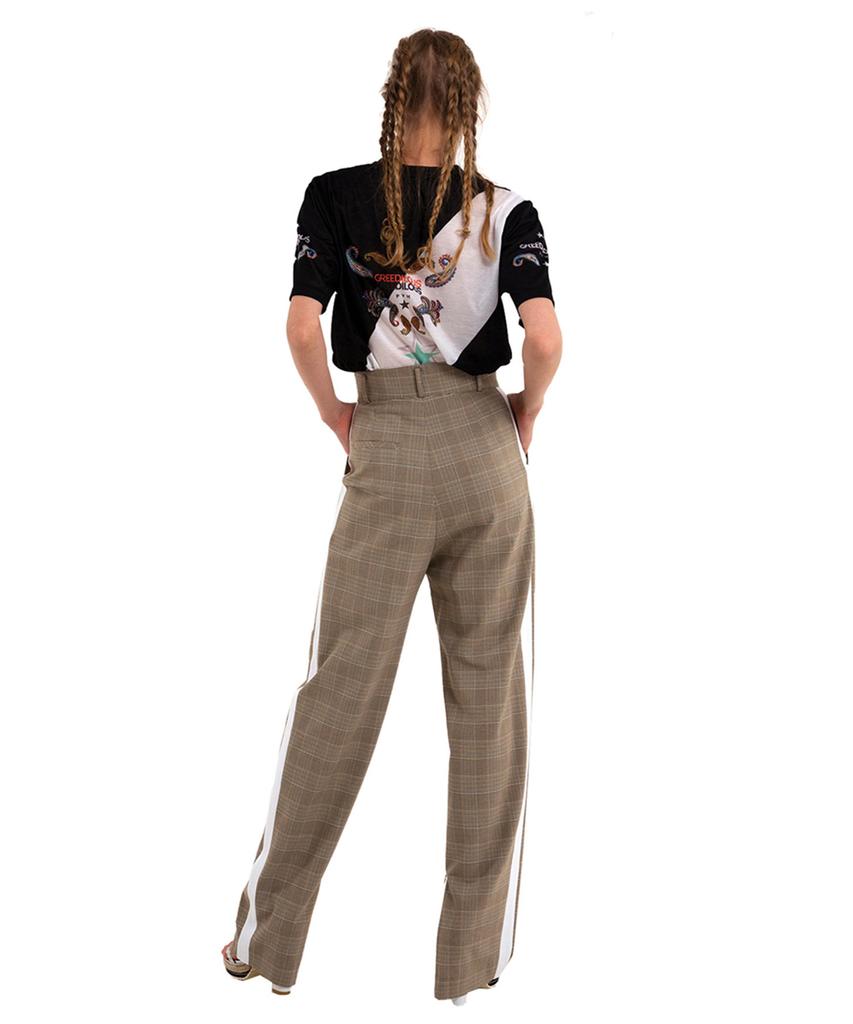 GREEDILOUS Green And White Combination Check Pants