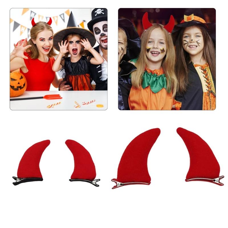 Horn Hair Clip Cartoon Pattern Hairpin Role Palying Costume Barrettes Adjustable for Halloween Holiday Party