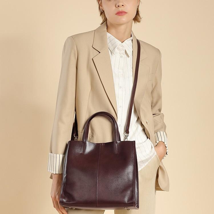 Leather Women's Bags Large Capacity Vertical Square Bags Simple Shoulder Crossbody Handbags Cowhide Women's Bags