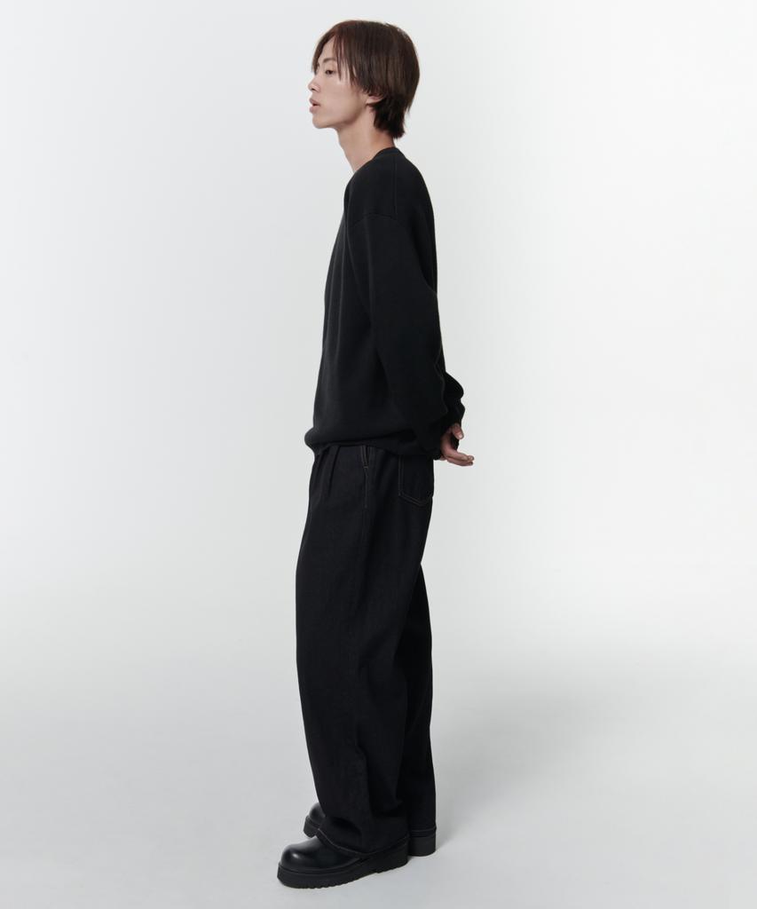 MUSINSA STANDARD Minimal Oversized Crew Neck Knit [Black]