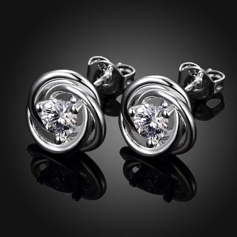 925 Sterling Silver Geometric AAA Zircon Earrings High Quality Charm Women Fashion Jewelry Wedding Party GiftGood Product
