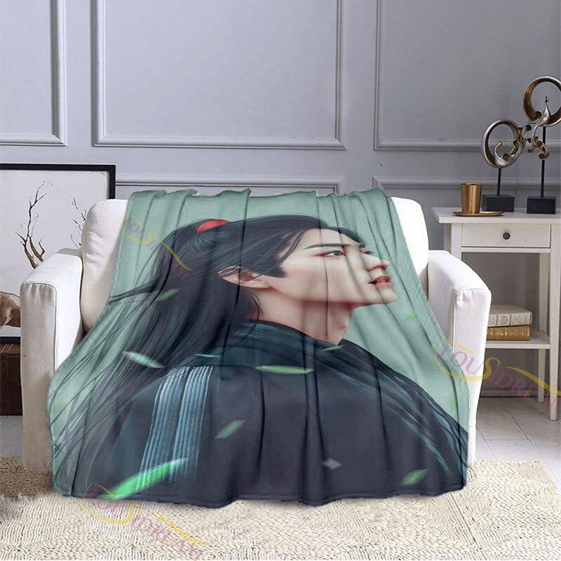 Die ungezähmte Xiao Zhan Wang Yi Bo Serie Muster Flanelldecken Bettlaken Sofaüberwurf Tagesdecke Siesta Freizeitbezüge Steppdecke
