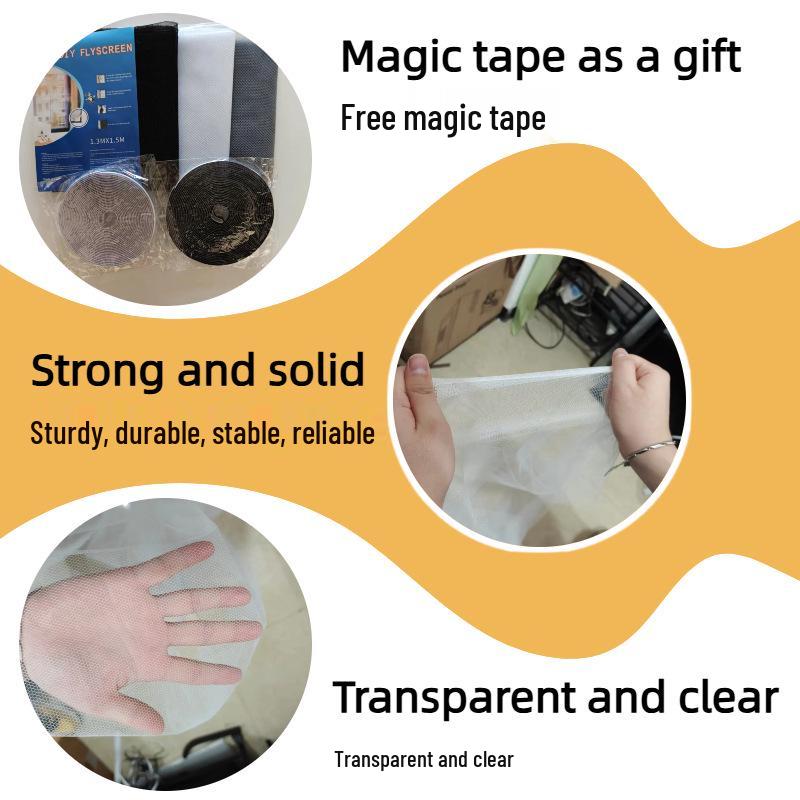 Home Polyester Velcro Mosquito Net: Self-Adhesive, Hole-Free Window Screen Mesh Curtain