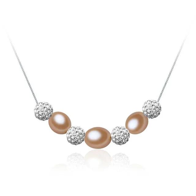 HENGSHENG Fine 8-9mm Pearl Necklaces for Women Wedding 4 Color Water Drop Necklace, 925 Sterling Silver Women Jewelry Necklace
