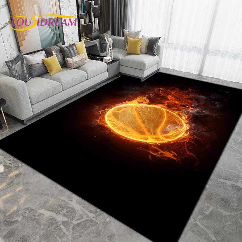 3D Creative Basketball Basketball Court Area Rug,Carpet Rug for Living Room Bedroom,Kitchen Bathroom Doormat Non-slip Floor Mat