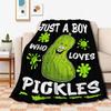 Boy Who Loves Pickles Blanket Cute Pickle Pattern Throw for Kids Soft Cozy Blanket for Sofa Bed or Couch Perfect Gift for Child