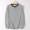 Men's Loose Casual Round-Neck Long-Sleeve T-Shirt Made of 100% Cotton, Washed, Double-Sided, Yarn-Dyed Striped Sailor Shirt, Suitable As a Base Layer