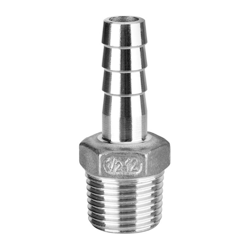 Hose Barb Tail 8mm 12mm StainlessSteel Pipe Fitting 3/8" 1/2" BSP Male Connector Joint Coupler Adapter