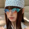 Lunettes de Soleil Étoilées Sans Monture Bord Elliptique Sans Monture Y2K SpicyGirl Même Style que les Ins Lunettes de Soleil Mode Tendance Femme