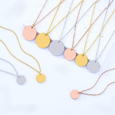 Engravable Round Pendant Stainless Steel Necklace - Festival Gift