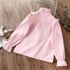 Kids Ruffle School Shirts for Girls Blouses White Cotton Spring Autumn Longsleeve Children Clothes for Teenager 8 10 12 13 Years