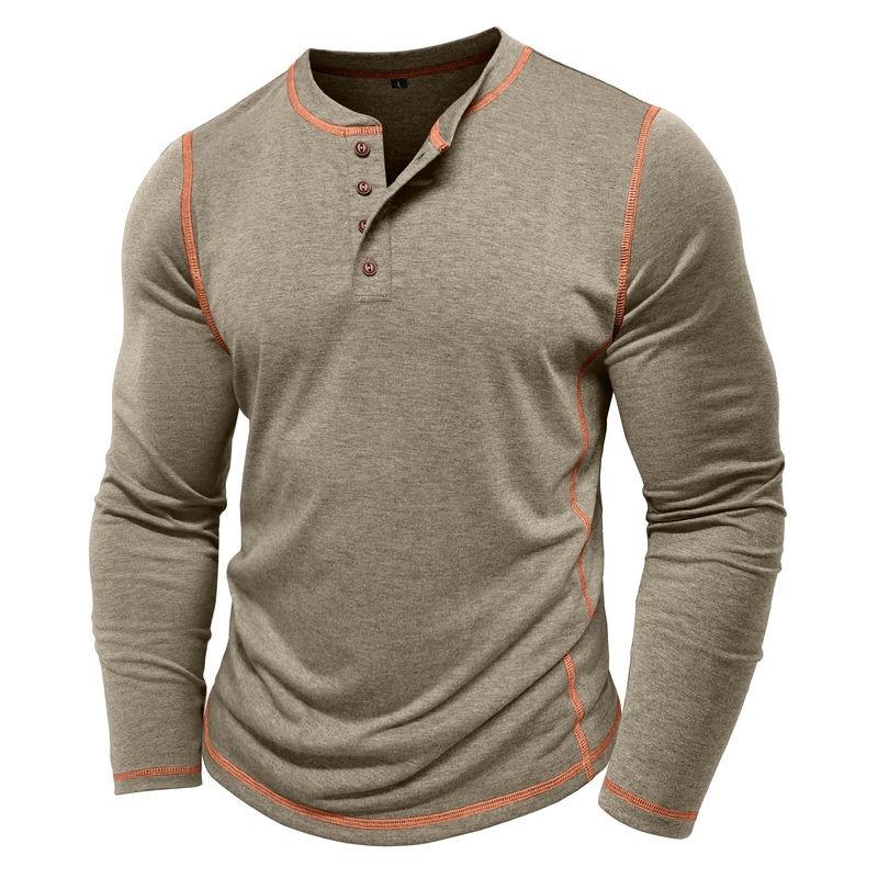 Men Plus Size Long Sleeve Henley T Shirt Casual Round Neck Daily Top