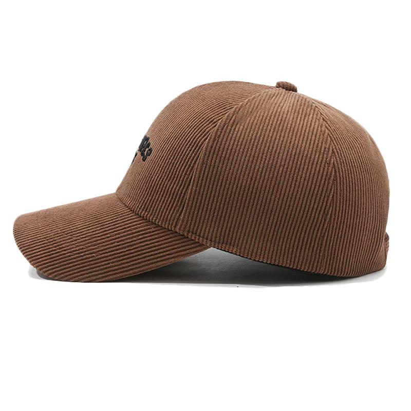 Autumn Winter Corduroy Baseball Cap Men Outdoor Letters Duck Tongue Cold Warm Women Cap