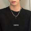 Men's Obsidian Titanium Steel Necklace - Non-fading Hip-hop Clavicle Chain for All-match, Unisex European and American Style