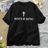 Jesus ist König T-Shirt Damen Baumwolle Kreuz Glaube Christliches T-Shirt Unisex Kurzarm Religiöses T-Shirt Damen Kleidung Streetwear Unisex