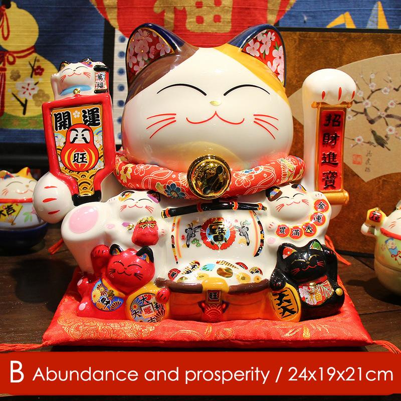 8,2 palca Keramická ozdoba šťastnej mačky Maneki Neko Vábivá mačka s pohyblivou labkou Porcelánová figúrka Dekorácia Soška