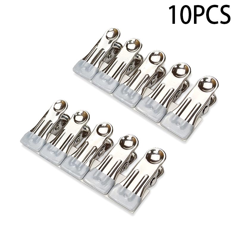 10Pcs Stainless Steel Clothes Peg Household Multipurpose Sealing Clips Windproof Non Slip No Trace Fixed Clamp Airing Clothespin