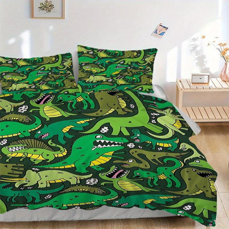 3Pcs Dinosaur Pattern Printed Bedding Set, Breathable And Soft, Machine Washable, Christmas Gift, Suitable for Bedroom Decoration, 15196