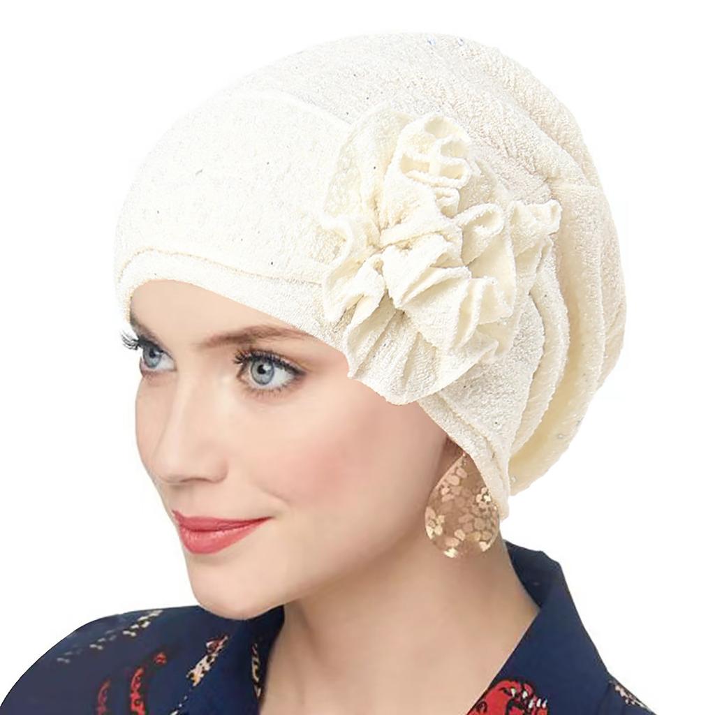 2024 New Muslim Fashion Flowers Turban Cap Women Hijab Islamic Chemo Cap Head Scarf Ladies Head Wrap Cover Hijab Scarf