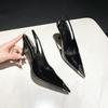 New Popular Street Style Pointed Toe Women Pumps Slingbacks Thin High Heels Elegant Stripper Prom Ladies Sandals Shoes