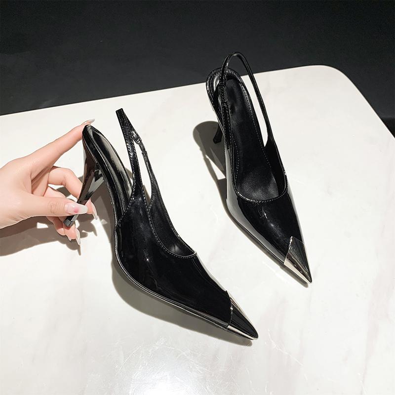 New Popular Street Style Pointed Toe Women Pumps Slingbacks Thin High Heels Elegant Stripper Prom Ladies Sandals Shoes