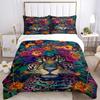 3PCs Leopard Floral Print Design Cover Set, Breathable Fabric, Machine Washable (1 Duvet Cover + 2 Pillowcases) (Without Quilt) Yy250911094