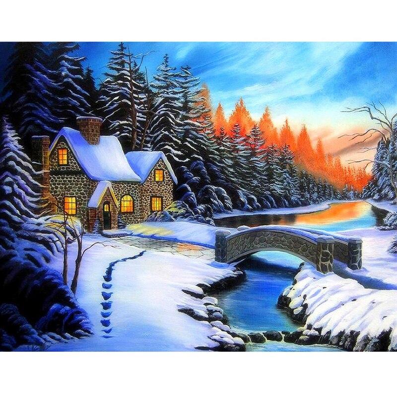Winter Schnee DIY 5D Diamant Malerei volle Runde Bohrer Landschaft Diamant Stickerei Kreuzstich Weihnachtsgeschenk Wandkunst