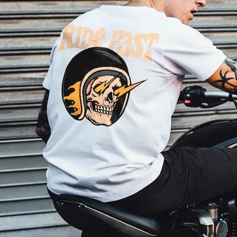 Harajuku Gothic Skulls Tshirts Men Loose Short-sleev Tops Oversized Hip-hop Punk Tee Male XS-4XL Tees Summer Ropa Hombre Tee