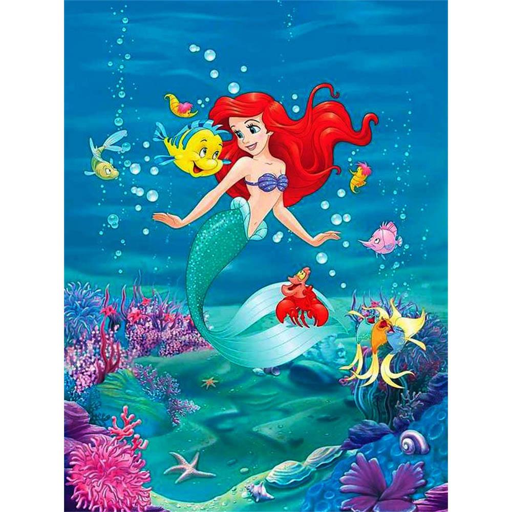 Disney Küçük Deniz Kızı Ariel Okyanus Koleksiyonu 5D Elmas Boyama Elmas Dolu Kendin Yap El Yapımı Elmas Boyama Karikatür Dekorasyon Boyama Kiti