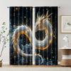 Set Of 2 Filtering Curtains Excluding Rods Non Movable Without Batteries Majestic Eastern Dragon Use Bedrooms Curtain Polyester Perfect For Sleeping