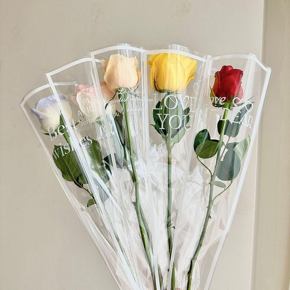 50 pièces Manches Transparentes pour Rose Unique Emballage Imperméable en Matière Florale Saison de la Remise des Diplômes