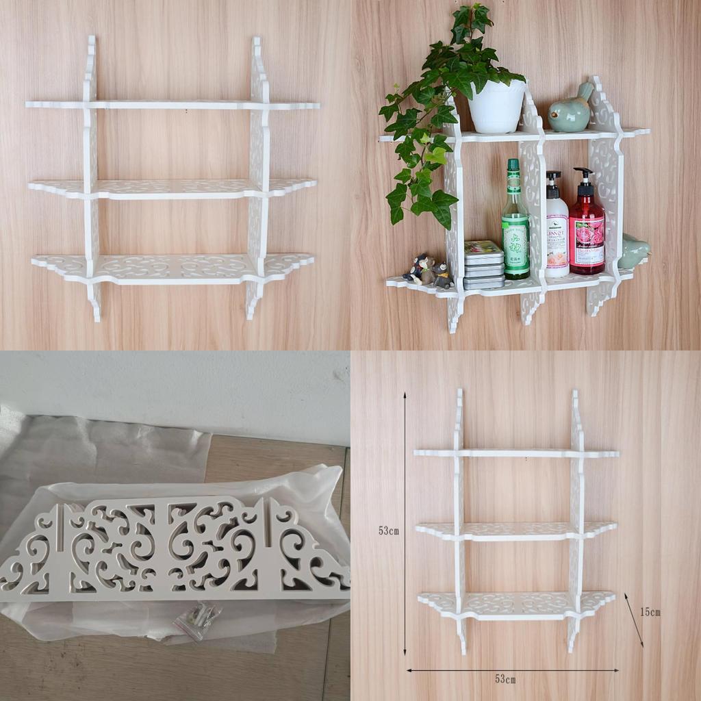 Wall Mounted Pvc Multilayer Shelf With Hollow Design For Home Storage And Organizer