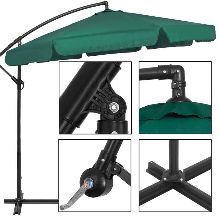 Springos ® Cantilever Garden Parasol with Crank, Including a Cover 350 Cm