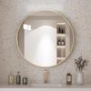 Round, Wall-mounted Bathroom Mirror with a Shatterproof Aluminum Frame, Perfect for Bathrooms, Vanity Mirrors, and Entryways. 70cm Diameter, Gold.