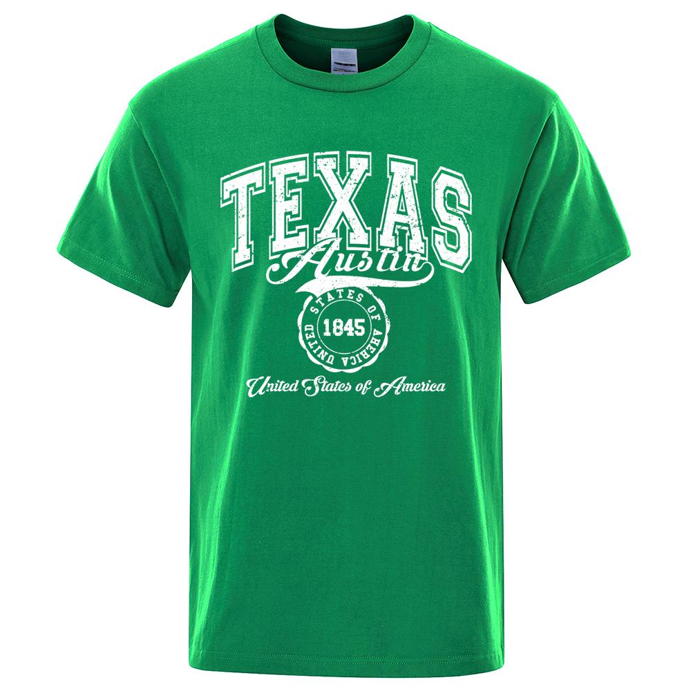 Letnie T-shirty męskie z krótkim rękawem, modne, casualowe, z nadrukiem 3D liter Texas Austin Stany Zjednoczone Ameryki