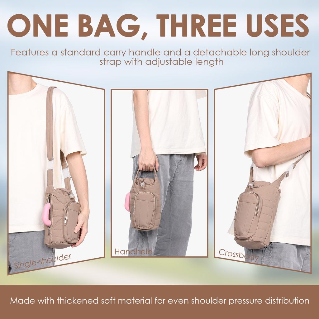 Portable Water Bottle Bag 18 To 64 Oz Water Bottle Carrier Bag with Adjustable Strap Thermal Cup Crossbody Storage Bags for Walk