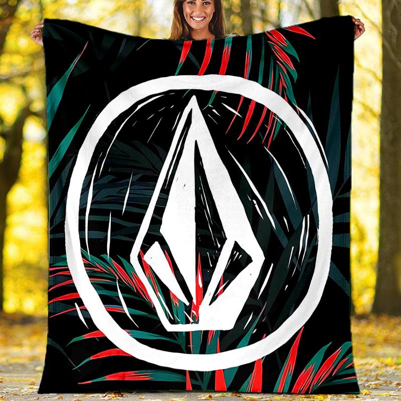 V-VOLCOM LOGO4 printed throw blanket—lightweight,soft,warm;versatile blanket for all seasons—perfect as &air-conditioning throw,nap blanket