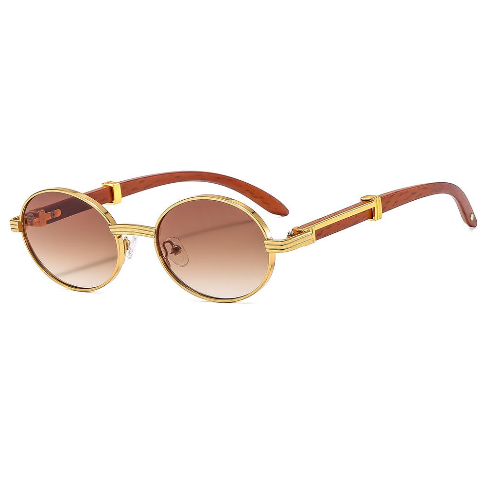 New Retro Wood Grain Sunglasses Oval Fashion Trend UV Protection for Men Women