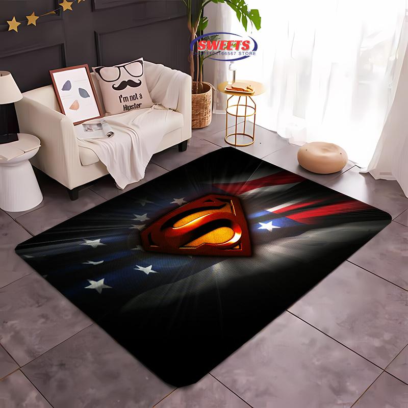 New Shelves! 3D Classic DC Logo Carpet, Living Room Bedroom Office Area Children's Room of Choice, Non-slip Machine Washable Mat