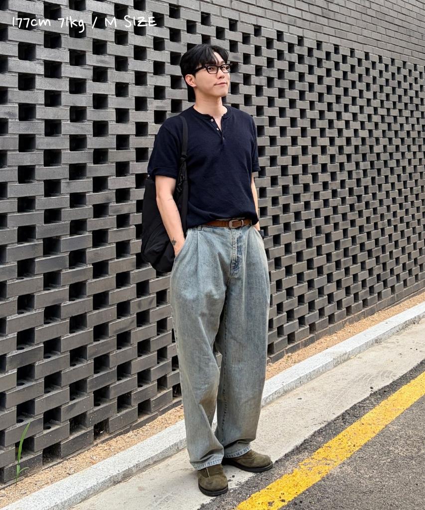 CUZNELLO Cool Cotton Henley Neck Short Sleeve Knit_Deep Navy