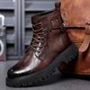 Marke Herren Echte Leder Stilvolle Knöchelhohe Stiefel Winter Klassisch Schnürung Rutschfeste Dicke Sohle Stiefel Herren Freizeit Leder Schuhe