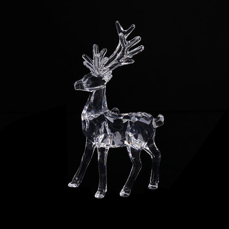 Transparent Acrylic Christmas Deer Figurines Cake X-Mas Tree Desktop Ornament Elk Reindeer Sculpture Home Office Decoration