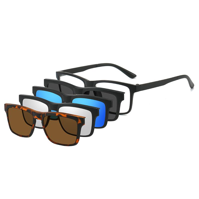 1PC 5In1 Magnetic Clip On Glasses Frame Trendy Fishing Driving Sunglasses For Men UV400 Optical Computer Glasses