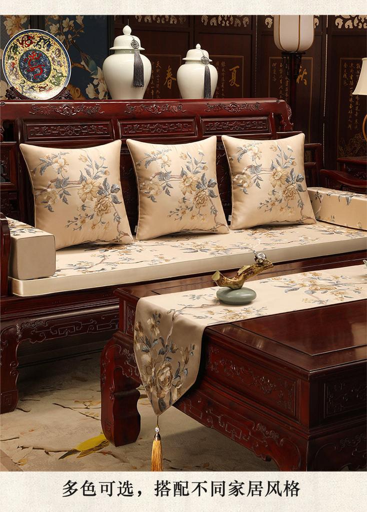 Redwood Sofa Cushion Cover Decorative Pillow Case High-end Luxury Embroidery Floral Elegant Anti-slip Sofa Bedding Decoration