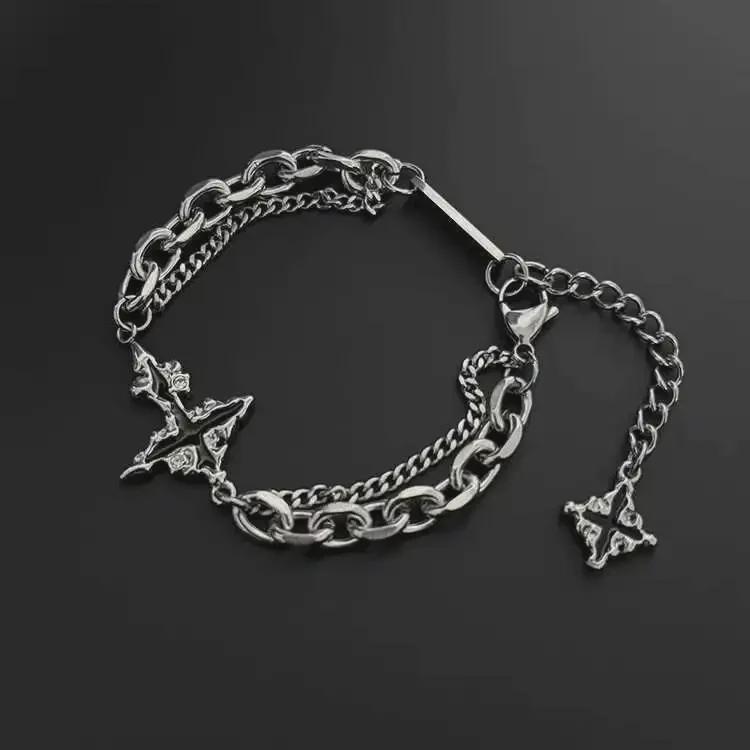 Versatile Hip-Hop Dark Cross Bracelet Necklace: Unisex Niche Design In High-End American Stainless Steel